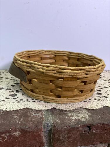 Vintage Woven Basket with Wood Base Made for Pyrex Brand
