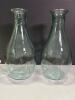 Pair of Hand-Blown Green Glass Bottles