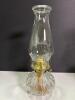 Pair of Antique Glass Oil Lamps with Clear Chimneys - 2