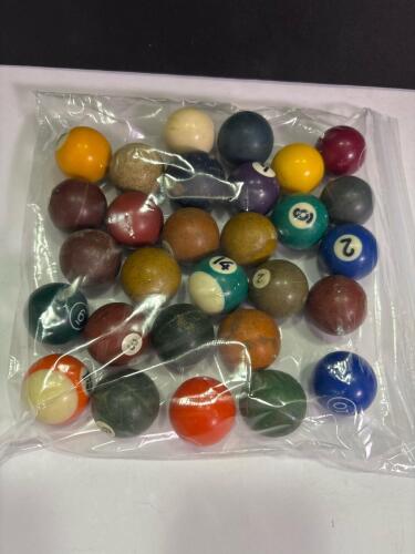 Vintage Billiard Balls Assortment Mixed Styles and Sizes