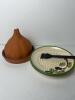 Terracotta Garlic Keeper with Ceramic Garlic Grater Plate