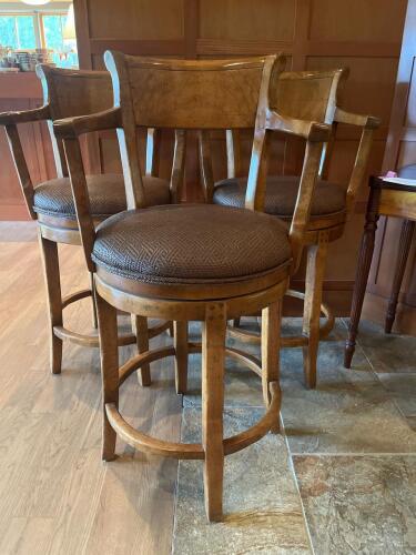 Trio of M-Geough Sterling Collection Rustic Swivel Bar Stools