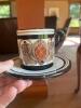Pair of Hand-Painted Folk-Art Style Ceramic Pottery Cups with Saucers - 9