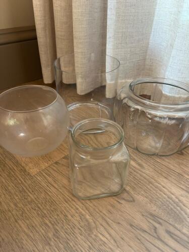 Assorted Clear Glass Vases and Jars
