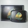 Couroc Monterey California Sailboat Inlaid Serving Tray