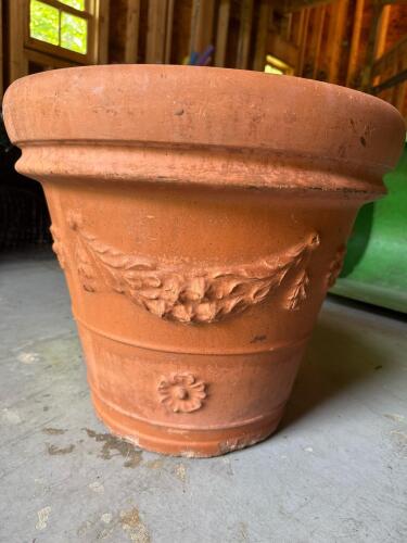 Large Terracotta Planter Italian-Style with Relief Decoration