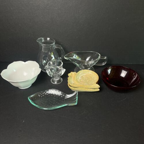 Assorted Small Vintage Glass and Ceramic Dishes and Bowls