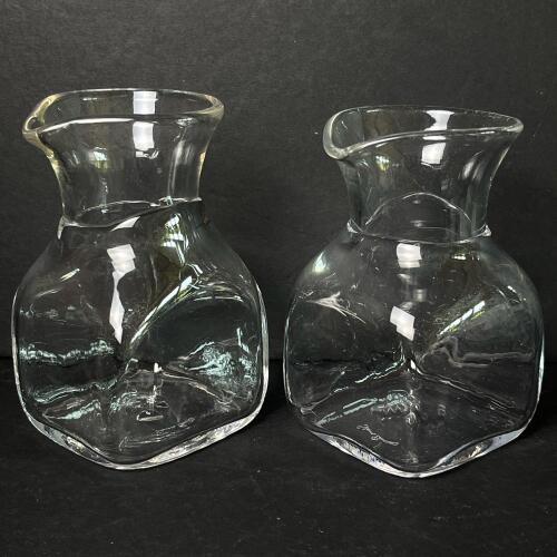 Pair of Simon Pearce Handblown Glass Carafes