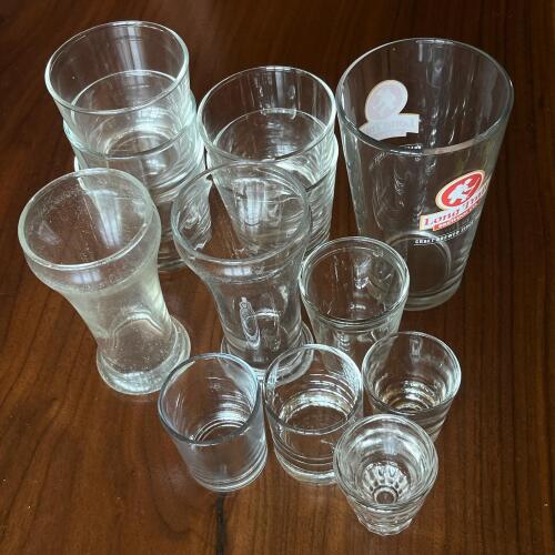 Assorted Bar Glasses Including Long Trail Brewing Pint Glass
