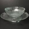 Clear Textured Glass Bowl and Pedestal Plate Set