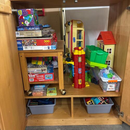 Assorted Children's Educational Toys, Blocks, and Puzzles