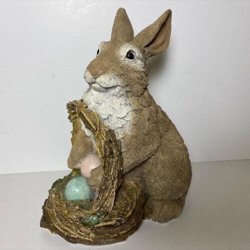 Easter Rabbit Figurine with Basket and Eggs
