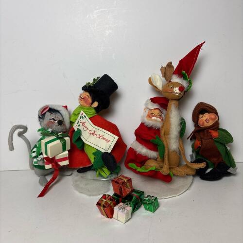 Five Vintage Annalee Christmas Dolls