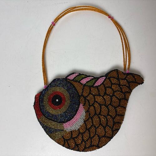 Beaded Fish-Shaped Handbag With Straps
