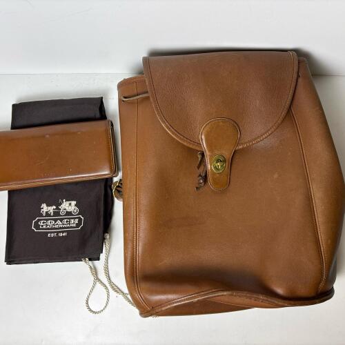 Vintage Coach Leather Backpack and Wallet