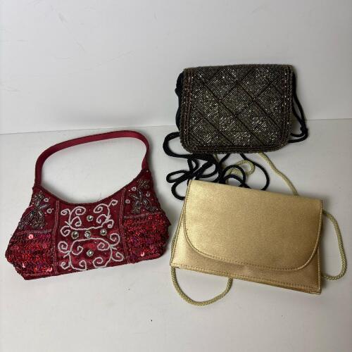 Three Beaded & Satin Evening Bags