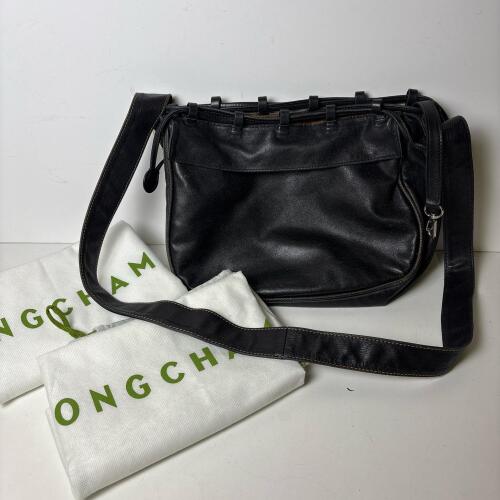Longchamp Black Leather Shoulder Bag