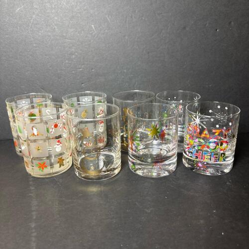 Culver Holiday and Starburst Pattern Lowball Glasses