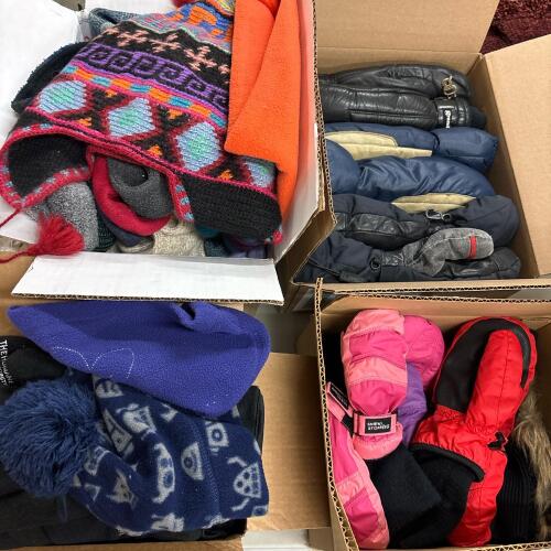 Assorted Winter Gloves, Mittens, Hats, and Socks