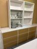 Modular Storage Cabinets with Drawers and Open Shelving