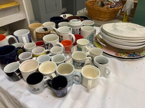 Porcelain Dishes and Assorted Ceramic Mugs Mixed Lot