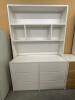 White Two-Piece Hutch Dresser with Six Drawers