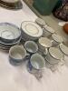 Assorted Stoneware Collection Blue and White Dishes and Cups
