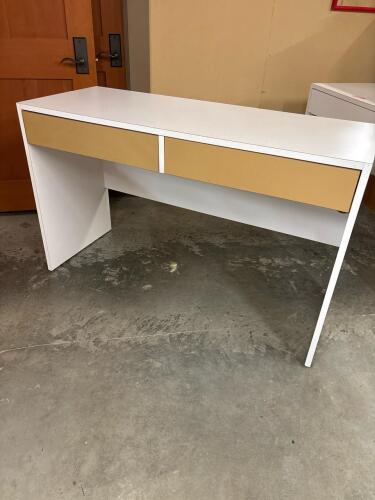 White Writing Desk with Two Drawers, Mid-Century Style