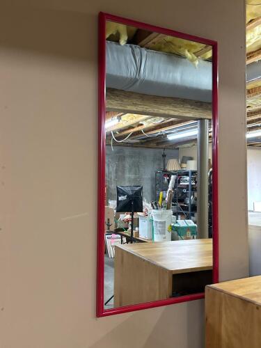 Rectangular Wall Mirror with Red Frame