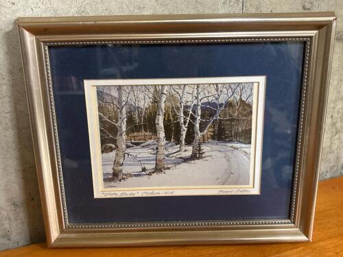 Framed Watercolor Winter Landscape by Bernard Gerstner