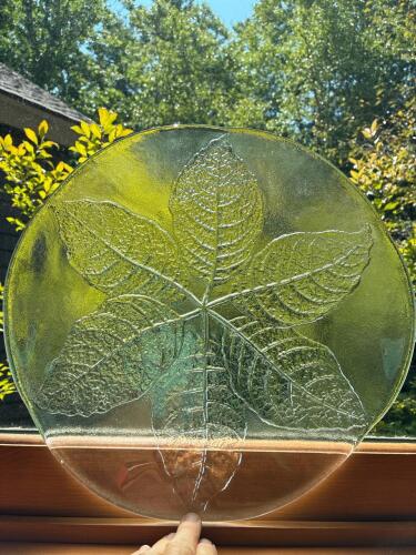 Glass Plate With Pressed Leaf Design