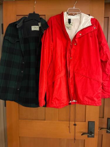 L.L.Bean Men's Wool Mix Plaid Shirt and LL Bean Gore-Tex Rain Jacket