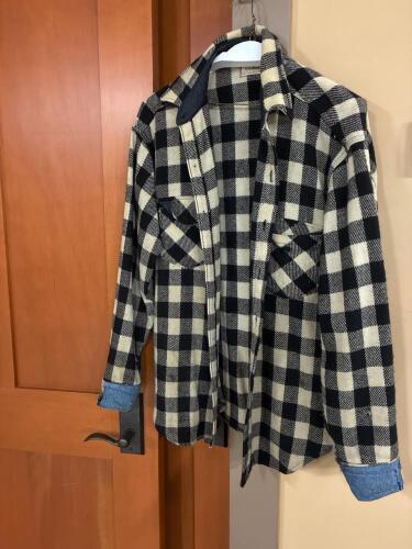 L.L.Bean Maine Guide Shirt Black Buffalo Check Wool