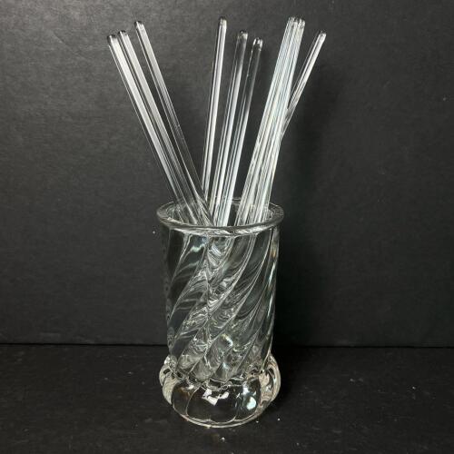 Glass Stir Sticks with Pressed Glass Holder