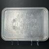 Rectangular Hammered Metal Serving Tray With Floral Motif