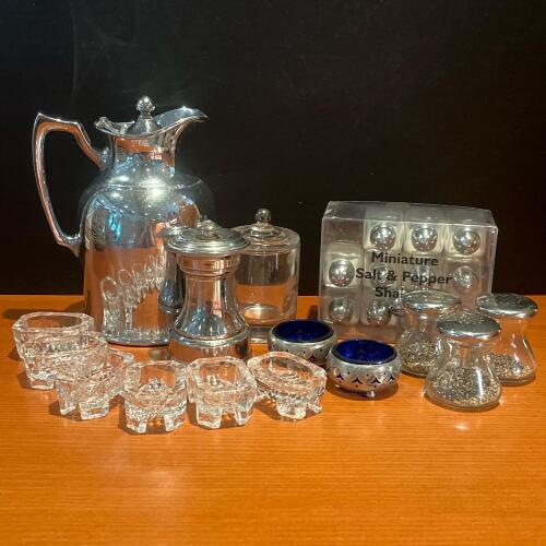 Assorted Tableware: Universal Pitcher, Amco Salt and Pepper Shakers
