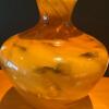 Large Hand-Blown Art Glass Vase With Swirled Amber Pattern - 4