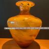 Large Hand-Blown Art Glass Vase With Swirled Amber Pattern - 6