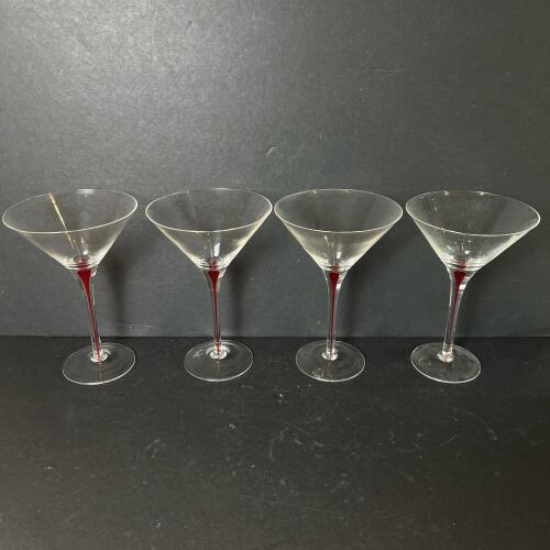 Martini Glasses With Red Accent Stems