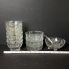 Vintage Pressed & Etched Glass Dessert Bowls, Cups, and Footed Bowl with Ladle - 4