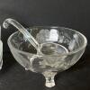 Vintage Pressed & Etched Glass Dessert Bowls, Cups, and Footed Bowl with Ladle - 5