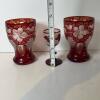 Bohemian-Style Ruby Cut to Clear Glasses and Goblet - 2