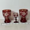 Bohemian-Style Ruby Cut to Clear Glasses and Goblet - 3
