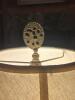 Brass Floor Lamp With Engraved Base And Fabric Shade - 2