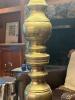 Brass Floor Lamp With Engraved Base And Fabric Shade - 3