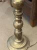 Brass Floor Lamp With Engraved Base And Fabric Shade - 5