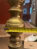 Brass Floor Lamp With Engraved Base And Fabric Shade - 7