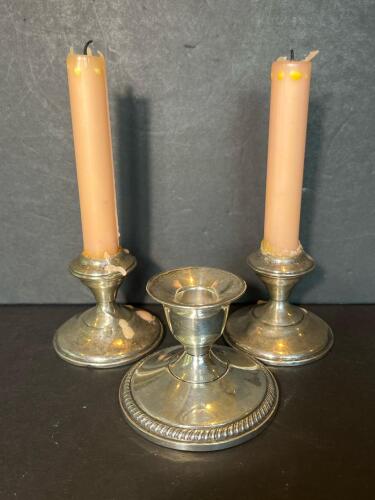Trio of Weighted Sterling Silver Candlesticks