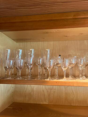 Etched Glass Stemware in Mixed Vintage Styles