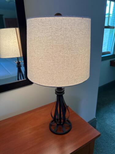 Iron Table Lamp With Drum Shade